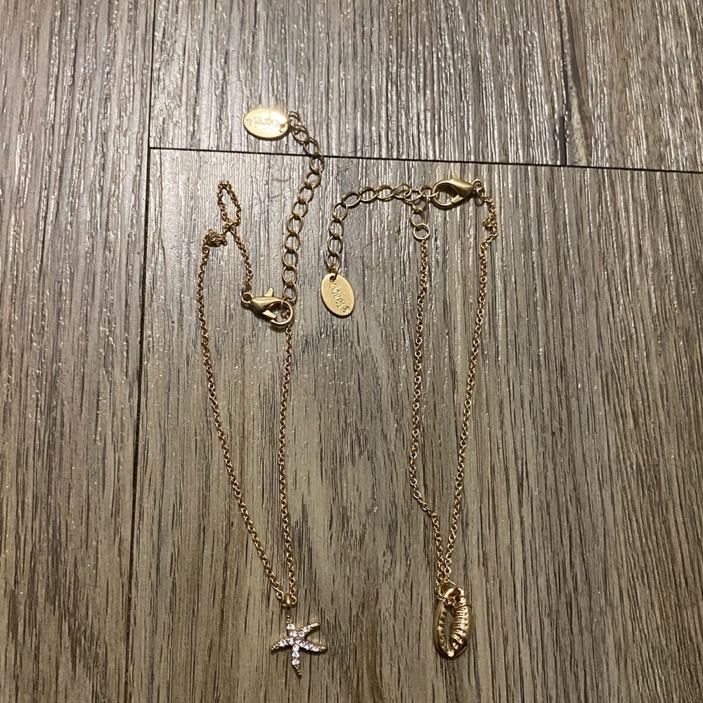 Gold Starfish and Shell Charm Bracelet Set